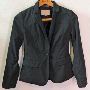 Banana Republic Blazer Women Size 0 One Button Suit Jacket Gray Stretch